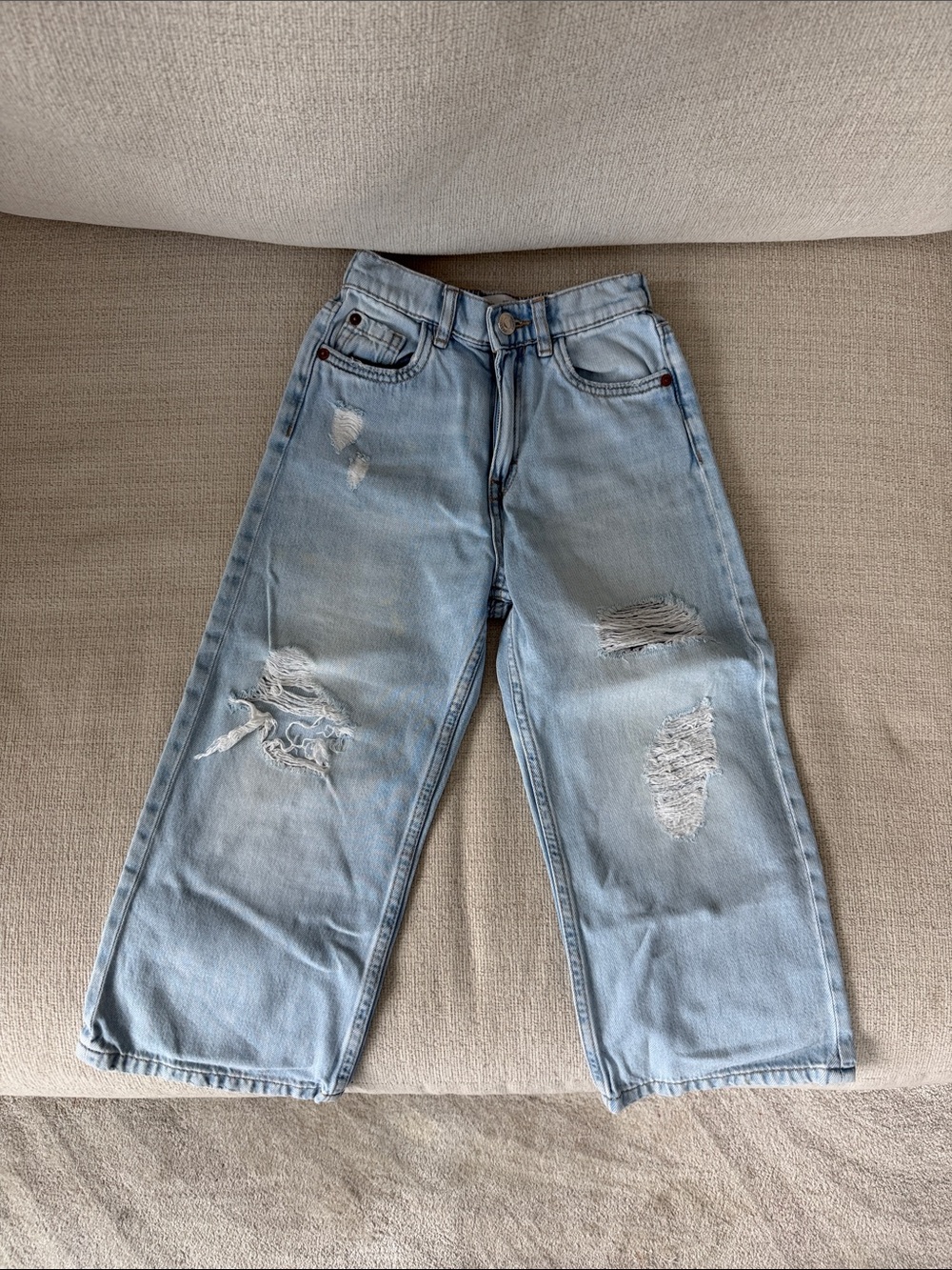 ZARA Light Blue Elastic Waist Denim Pants